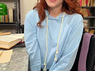 Redhead College Babe Onyx Reigns Forbidden Library Fun With Step Daddy