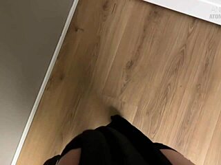 mistress annalisa dominates her slave and make his cum with a footjob