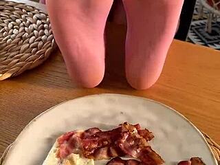 Bon appetit with my fragrant nylon feet