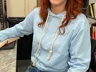Redhead College Babe Onyx Reigns Forbidden Library Fun With Step Daddy