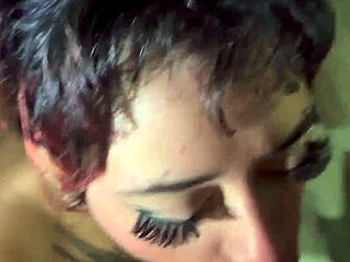 gothic chick gives blowjob and gets fucked
