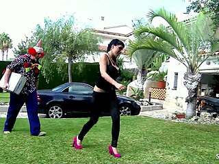 frustrated mature wife seduces clown for rough cheating fuck at birthday party