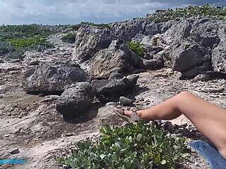 Public masturbation on the beach