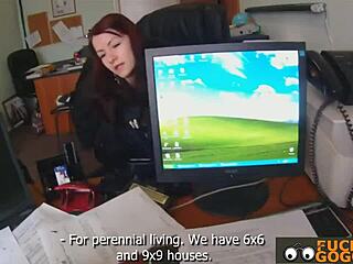 Redhead barbara gets gently fucked at the office desk