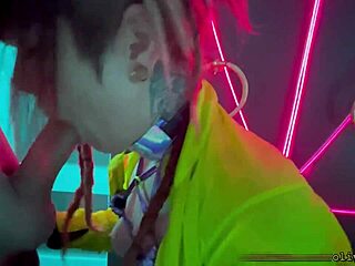 Public sloppy deepthroat in a rave bathroom