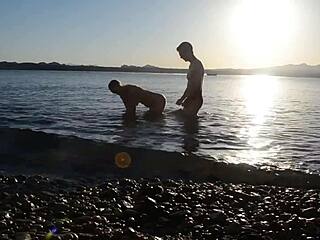 Wife gets pounded outdoors after being watched on beach