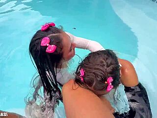 Kinky Latina Enjoys Pool Threesome With Oral Play