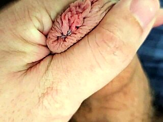 Lots of precum while edging my unique cock